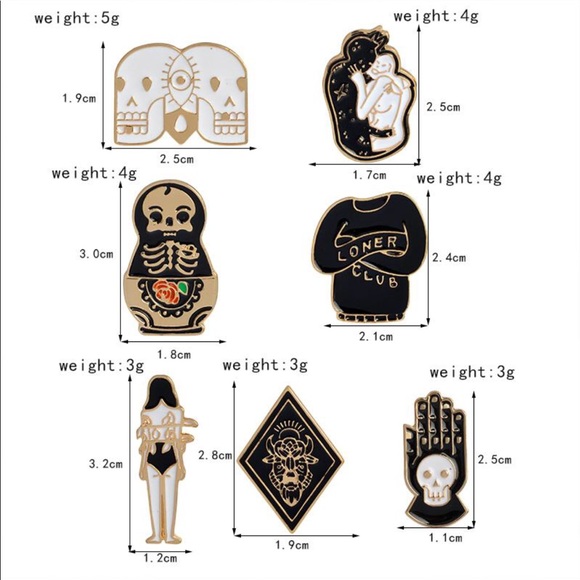 🆕 PUNK ENAMEL PIN SET - Picture 2 of 2
